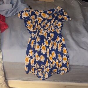 Mine Blue and Yellow Floral Kids Romper